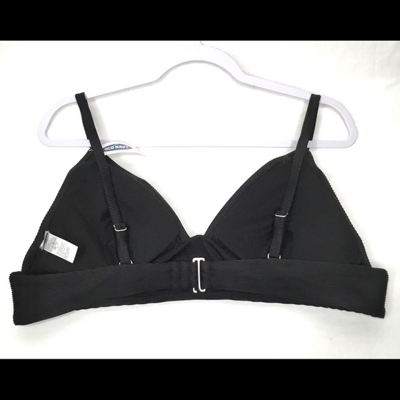 Old Navy Bikini Top XXL Black Triangle Ribbed - Picture 3 of 8